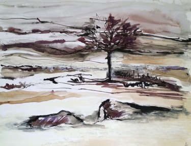 Peinture intitulée "Solitaire" par Annabelle B., Œuvre d'art originale, Encre