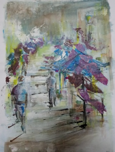 Painting titled "Le marché" by Annabelle B., Original Artwork, Acrylic