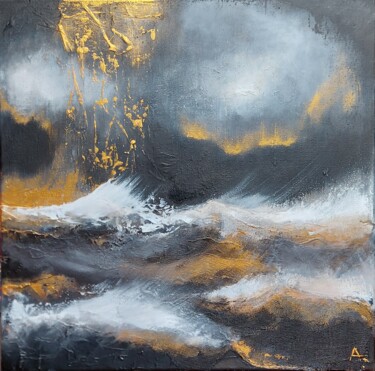 Painting titled "Tempête" by Annabelle B., Original Artwork, Acrylic Mounted on Wood Stretcher frame