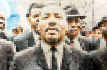 Dessin intitulée "Pixel Dr.King" par A-Criticart, Œuvre d'art originale, Crayon Monté sur Autre panneau rigide