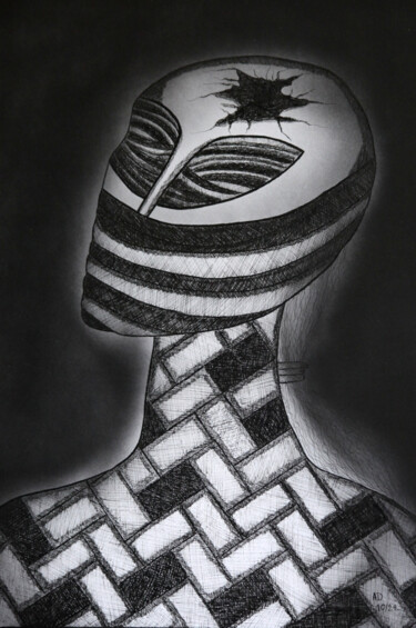 Рисунок под названием "Introversion" - Alain Delanneau, Подлинное произведение искусства, Чернила