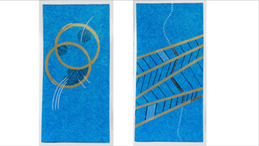 Collages titled "Deux collages abstr…" by Kerthiau, Original Artwork, Collages