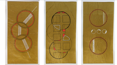 Collages intitolato "Trois collages abst…" da Kerthiau, Opera d'arte originale, Collages