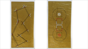 Collagen mit dem Titel "Deux collages abstr…" von Kerthiau, Original-Kunstwerk, Collagen