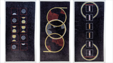 Collages titled "1re  série Trois co…" by Kerthiau, Original Artwork, Collages