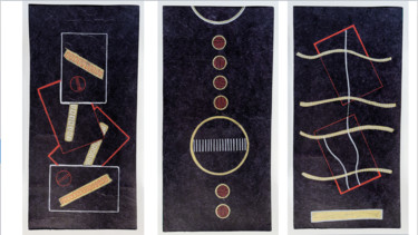 Collages intitulée "3 collages noir-4" par Kerthiau, Œuvre d'art originale, Collages
