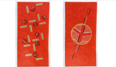 Collages intitulée "Deux collages abstr…" par Kerthiau, Œuvre d'art originale, Collages