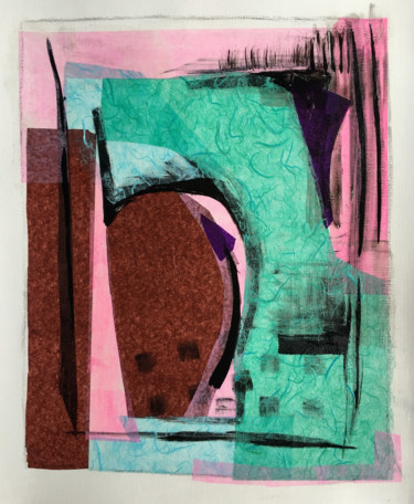 Collages intitulée "collage abstrait, p…" par Kerthiau, Œuvre d'art originale, Encre