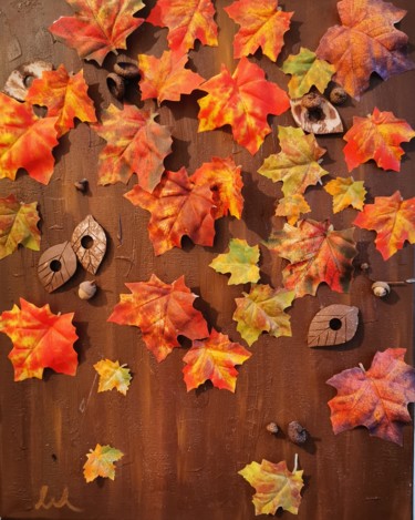 Malerei mit dem Titel "Goldener Herbst" von Anastasia Dottai, Original-Kunstwerk, Acryl