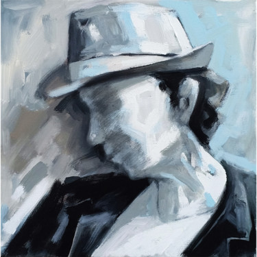 Painting titled "Homme Chapeau" by A El Hadi, Original Artwork, Acrylic