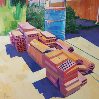A pie de obra Pintura titulada "A pie de obra" por A. Enrique Sánchez Rueda, Obra de arte original, Oleo