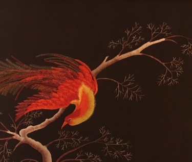 Pintura intitulada ""FIRE BIRD"" por Dorna F, Obras de arte originais