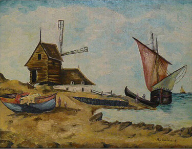 Peinture intitulée "étude-le-moulin-boi…" par A.Goinaud, Œuvre d'art originale, Huile
