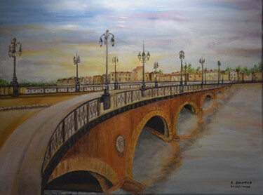 Malerei mit dem Titel "Pont de Pierre de B…" von A.Goinaud, Original-Kunstwerk, Öl Auf Keilrahmen aus Holz montiert