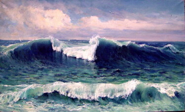 Картина под названием "Крымская волна" - Андрей Хон, Подлинное произведение искусства, Масло
