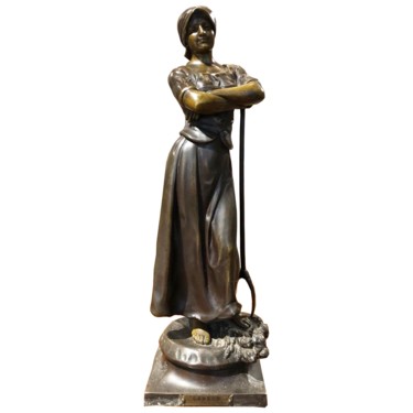 Sculpture titled "Harvesting Girl" by A J Scotte, Original Artwork, Bronze