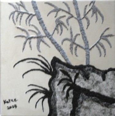 Peinture intitulée "rocher aux bambous" par Katee, Œuvre d'art originale, Acrylique