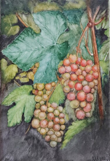 Рисунок под названием "Виноград из Сибири" - Александр Хабло, Подлинное произведение искусства, Акварель