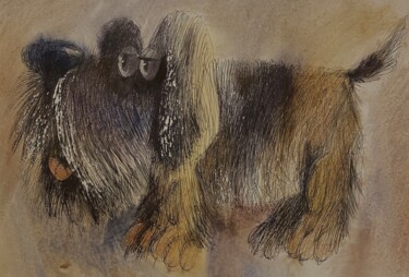 Painting titled "Chien" by A. Khlebnikov, Original Artwork, Pastel