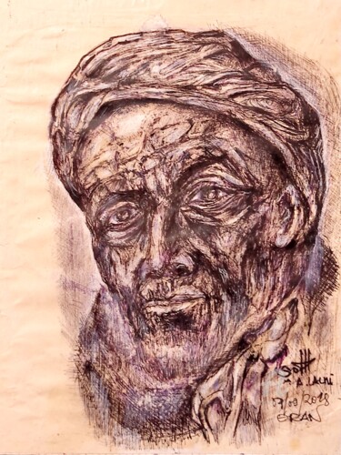 Rysunek zatytułowany „Portrait Visage Hom…” autorstwa A. Lalmi, Oryginalna praca, Ołówek