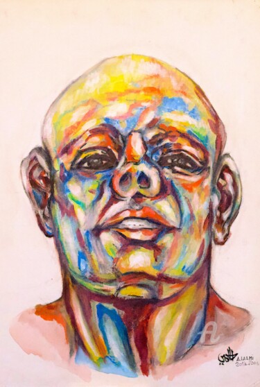 Pintura titulada "Homme Africain - Po…" por A. Lalmi, Obra de arte original, Acrílico