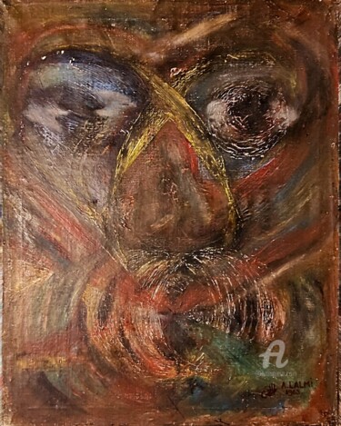 Schilderij getiteld "Tourmente" door A. Lalmi, Origineel Kunstwerk, Olie Gemonteerd op Frame voor houten brancard