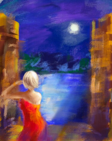 Arte digitale intitolato "Полночь /midnight" da Alena Key, Opera d'arte originale, Pittura digitale