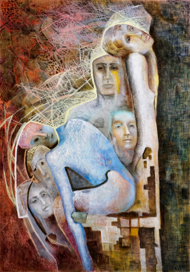 Malerei mit dem Titel "595 Yhym" von Anna Lupa-Suchy, Original-Kunstwerk, Öl