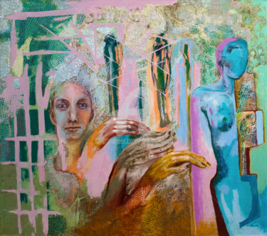 Schilderij getiteld "Zielono mi" door Anna Lupa-Suchy, Origineel Kunstwerk, Olie