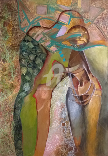 Schilderij getiteld "Igraszki w trawie" door Anna Lupa-Suchy, Origineel Kunstwerk, Olie