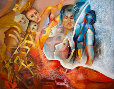 Peinture intitulée "Upiory tłumu" par Anna Lupa-Suchy, Œuvre d'art originale, Huile
