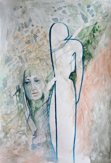 Peinture intitulée "Myśli jak krople de…" par Anna Lupa-Suchy, Œuvre d'art originale, Aquarelle