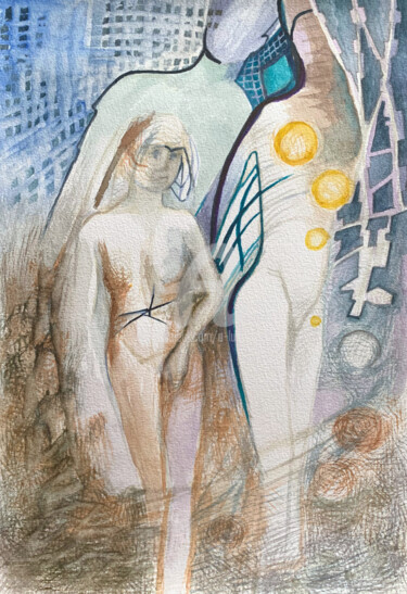 Peinture intitulée "Dobre dni" par Anna Lupa-Suchy, Œuvre d'art originale, Aquarelle