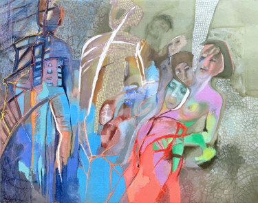 Peinture intitulée "Nad nami szare niebo" par Anna Lupa-Suchy, Œuvre d'art originale, Huile