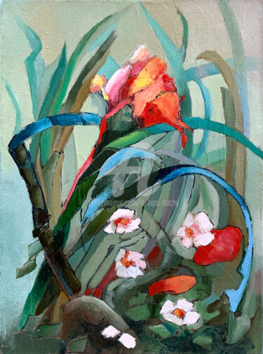 Malarstwo zatytułowany „Kwiaty II” autorstwa Anna Lupa-Suchy, Oryginalna praca, Olej