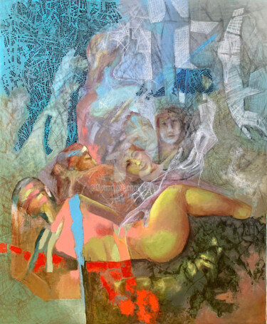 Pittura intitolato "Akt na trawie" da Anna Lupa-Suchy, Opera d'arte originale, Olio