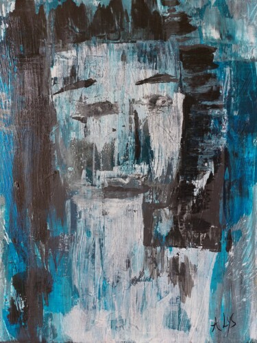 Painting titled "Sad" by A Lys, Original Artwork, Acrylic Mounted on Wood Stretcher frame