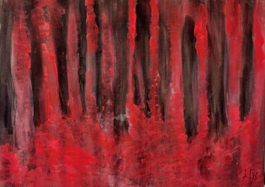 Painting titled "Red Forrest" by A Lys, Original Artwork, Acrylic Mounted on Wood Stretcher frame