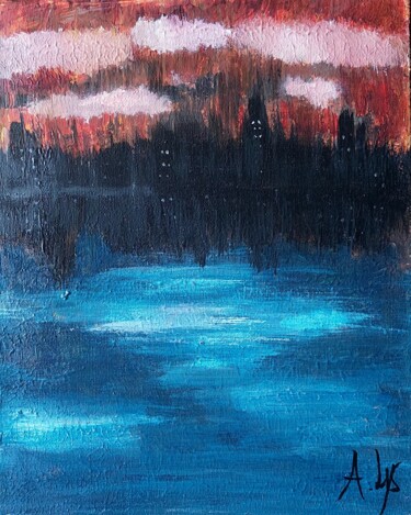 Painting titled "Dark CIty" by A Lys, Original Artwork, Acrylic