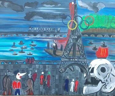 Painting titled "PARIS 2024" by A Lys, Original Artwork, Acrylic Mounted on Wood Stretcher frame