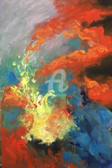 Peinture intitulée "Le feu 3" par A.N.Leroux, Œuvre d'art originale, Huile
