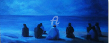 Peinture intitulée "A l'horizon nuit" par A.N.Leroux, Œuvre d'art originale, Huile
