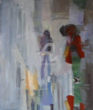 Painting titled "impression pluie 1" by A.N.Leroux, Original Artwork, Oil