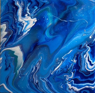 Painting titled "Fluid art - Ocean" by Anastasiia Sukharieva, Original Artwork, Acrylic