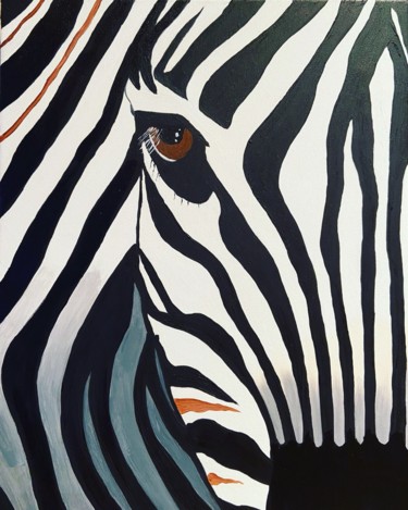 Painting titled "Zebra" by Anastasiia Sukharieva, Original Artwork, Oil