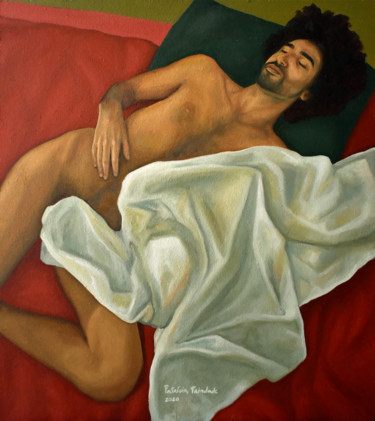 Painting titled "Nude veil" by Patrícia Trindade, Original Artwork, Oil