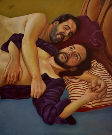 Peinture intitulée "Eduardo e Vitor" par Patrícia Trindade, Œuvre d'art originale, Huile