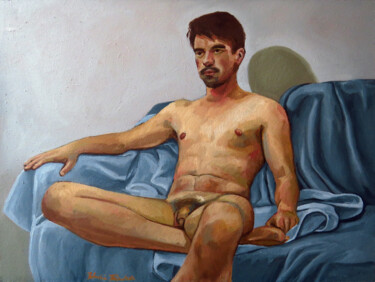 Painting titled "Nude male" by Patrícia Trindade, Original Artwork, Oil