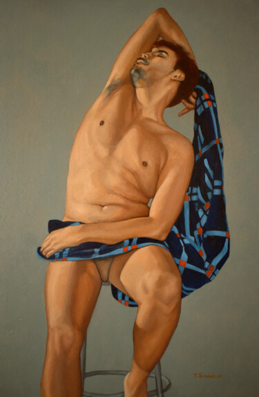 Malarstwo zatytułowany „Man in chair” autorstwa Patrícia Trindade, Oryginalna praca, Olej