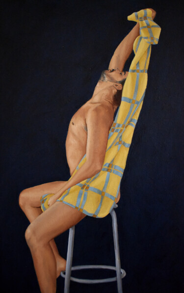 Painting titled "Man with yellow bla…" by Patrícia Trindade, Original Artwork, Oil